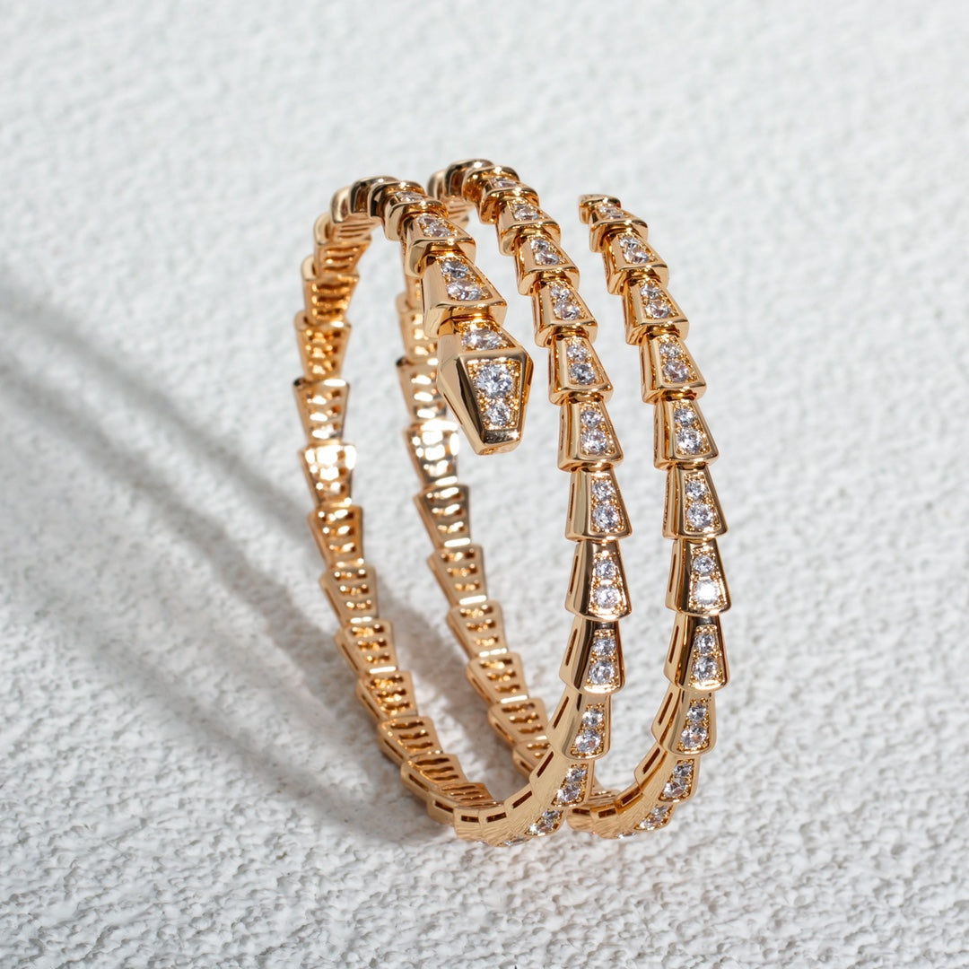 [Regalia jewelry]SERPENTI BRACELET PINK GOLD DIAMOND DOUBLE ROW