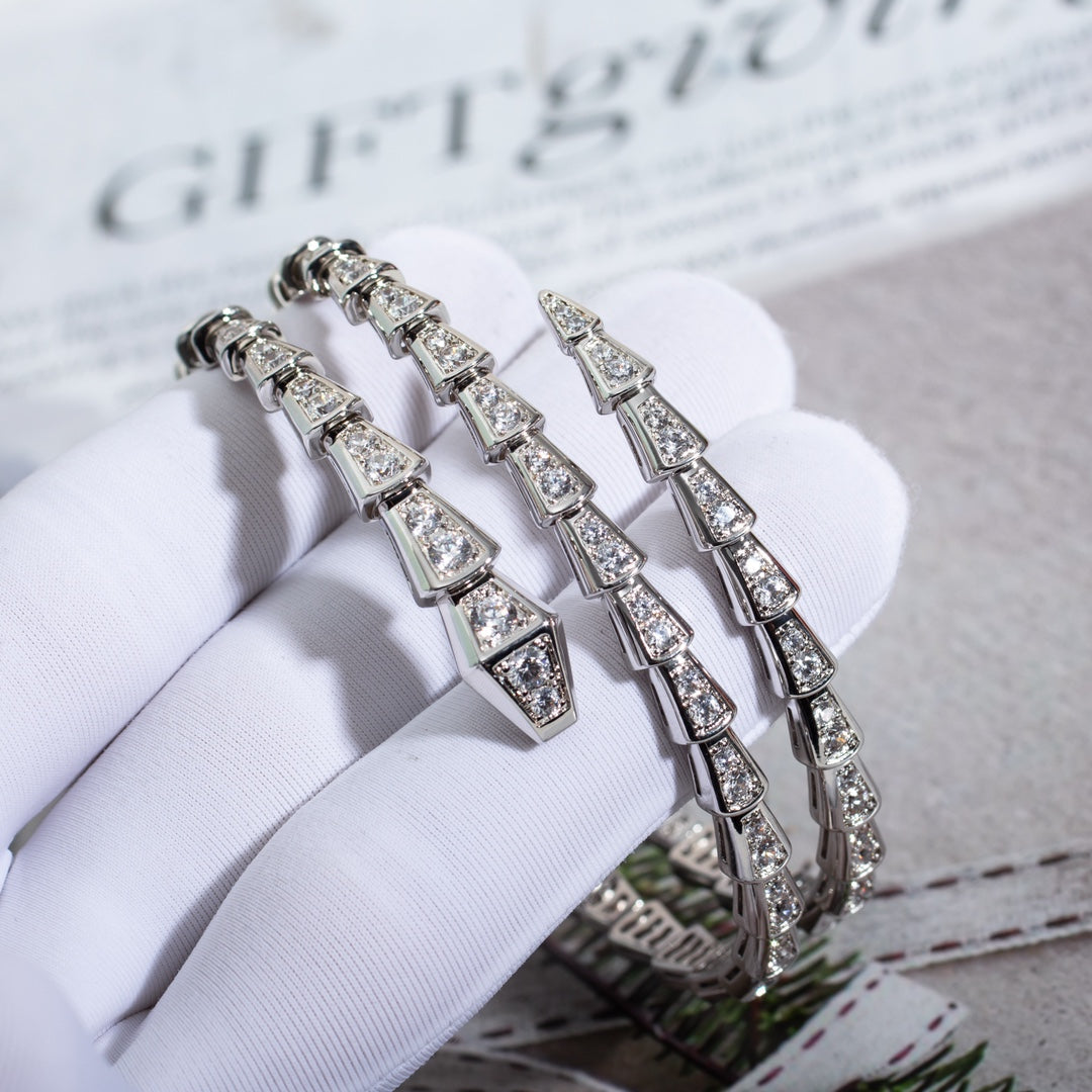 [Regalia jewelry]SERPENTI BRACELET SILVER DIAMOND DOUBLE ROW