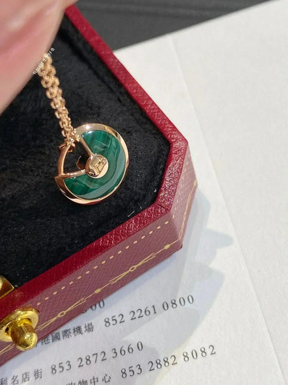 [Joyas Regalia] COLLAR AMULETTE DE MALAQUITA EN ORO ROSA