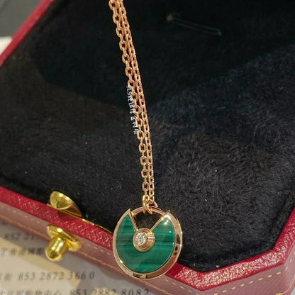 [Joyas Regalia] COLLAR AMULETTE DE MALAQUITA EN ORO ROSA