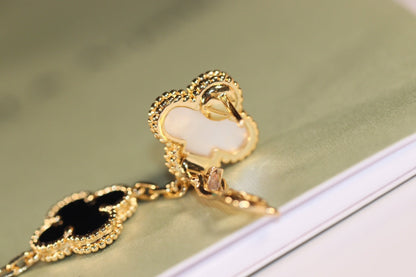 [Joyas Regalia] PENDIENTES DE TRÉBOL ORO ÓNIX MOP 3 MOTIVOS 