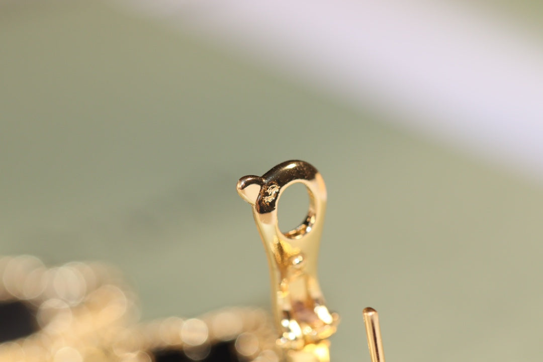 [Joyas Regalia] PENDIENTES DE TRÉBOL ORO ÓNIX MOP 3 MOTIVOS 