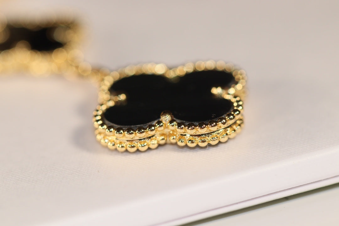 [Joyas Regalia] PENDIENTES DE TRÉBOL ORO ÓNIX MOP 3 MOTIVOS 