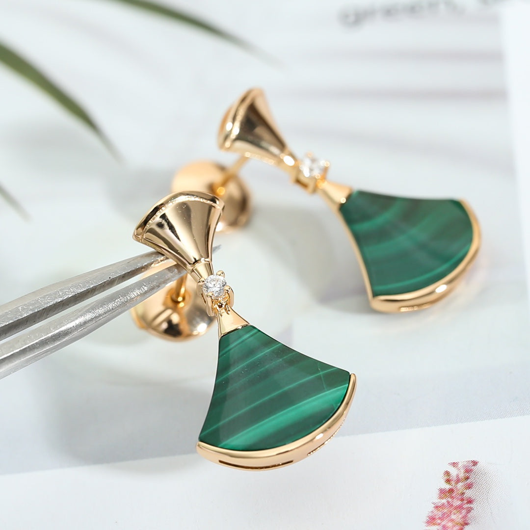 [Bijoux Regalia]Boucles d'oreilles Dream Malachite en or rose