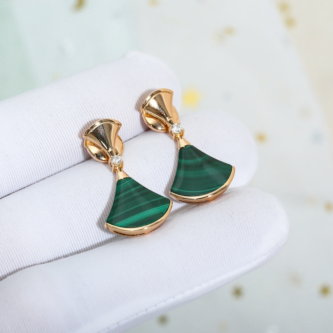 [Bijoux Regalia]Boucles d'oreilles Dream Malachite en or rose