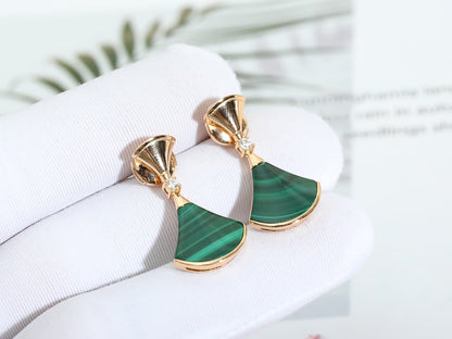 [Bijoux Regalia]Boucles d'oreilles Dream Malachite en or rose