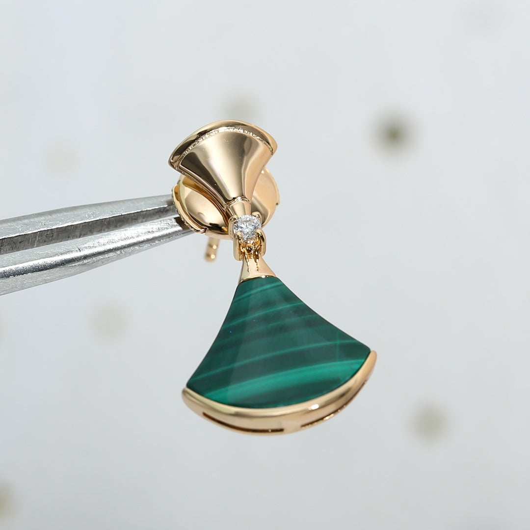 [Bijoux Regalia]Boucles d'oreilles Dream Malachite en or rose
