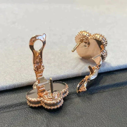 [Bijoux Regalia] BOUCLES D'OREILLES CLOVER MOYENNES 1 MOTIF NACRE GRIS DIAMANT