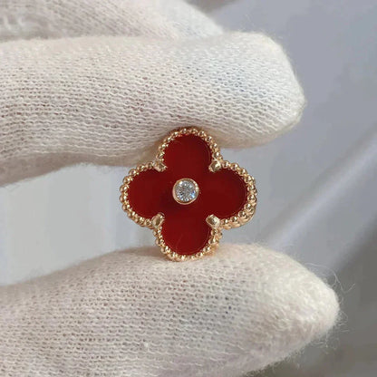 [Regalia jewelry]CLOVER MEDIUM 1 MOTIFS CARNELIAN  DIAMOND earrings