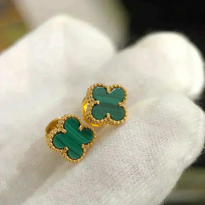 [Joyas Regalia] PENDIENTES MINI TRÉBOL DE MALAQUITA DE 9,5 MM