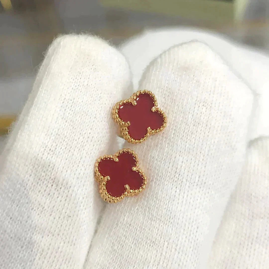 [Bijoux Regalia]Boucles d'oreilles Clover Mini 9,5 mm en cornaline