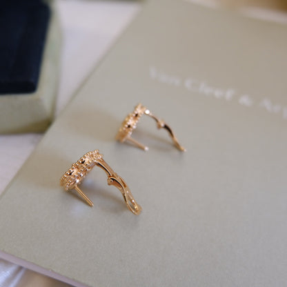 [Joyas Regalia] PENDIENTES DE LA SUERTE DE ORO ROSA Y AZULEJOS BLANCOS 