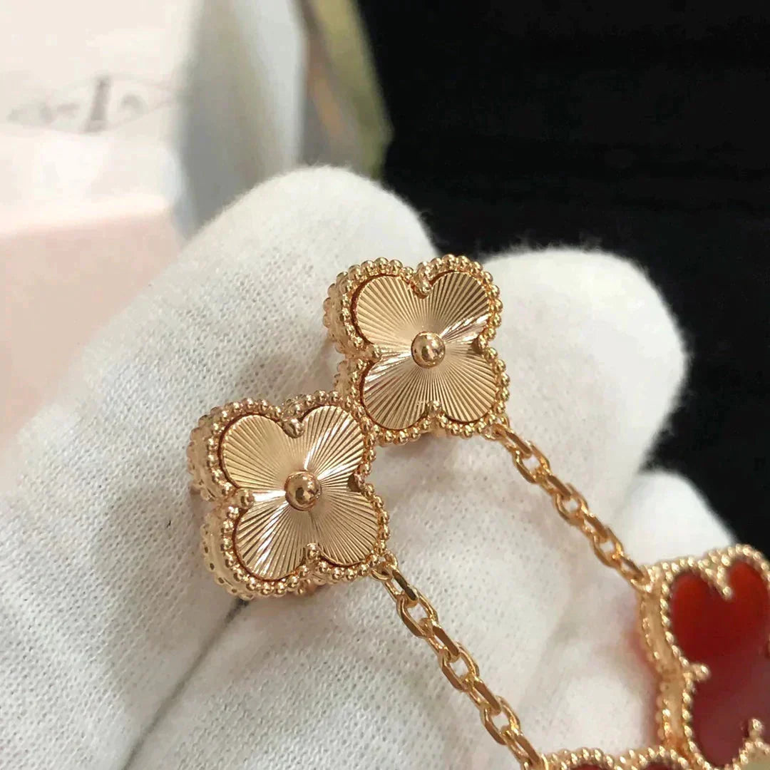 [Joyas Regalia] PENDIENTES DE CORNALINA LÁSER CON MOTIVO DE TRÉBOL 2