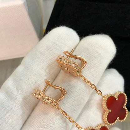 [Joyas Regalia] PENDIENTES DE CORNALINA LÁSER CON MOTIVO DE TRÉBOL 2