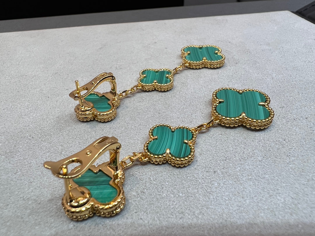 [Joyas Regalia]TRÉBOL MALAQUITA 3 MOTIVOS ORO 
