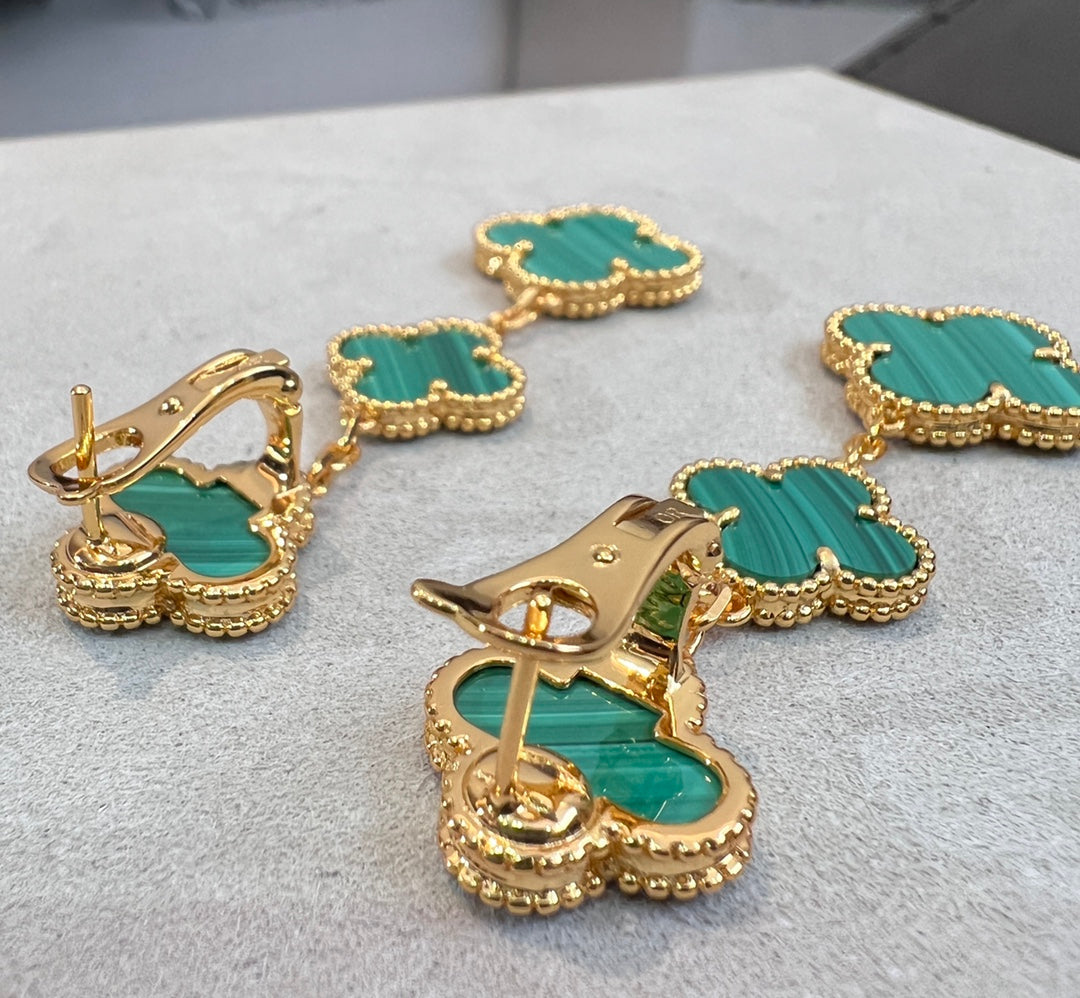 [Joyas Regalia]TRÉBOL MALAQUITA 3 MOTIVOS ORO 