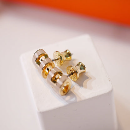 [Bijoux Regalia]Boucles d'oreilles MINI POP H en or gris