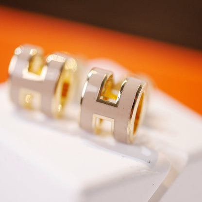 [Bijoux Regalia]Boucles d'oreilles MINI POP H en or gris