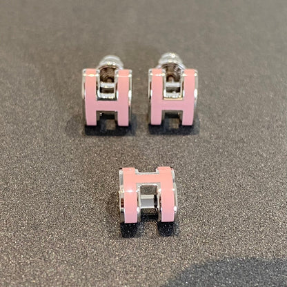 [Bijoux Regalia]Boucles d'oreilles MINI POP H en argent rose