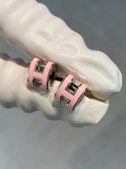 [Bijoux Regalia]Boucles d'oreilles MINI POP H en argent rose