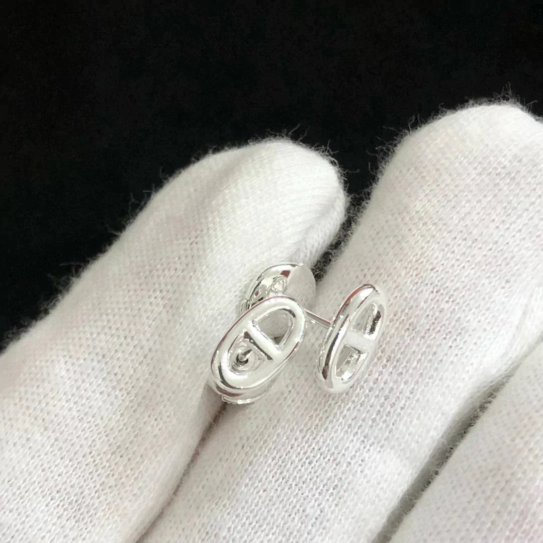 [Bijoux Regalia] PETITES BOUCLES D'OREILLES CHAINE OR ET ARGENT