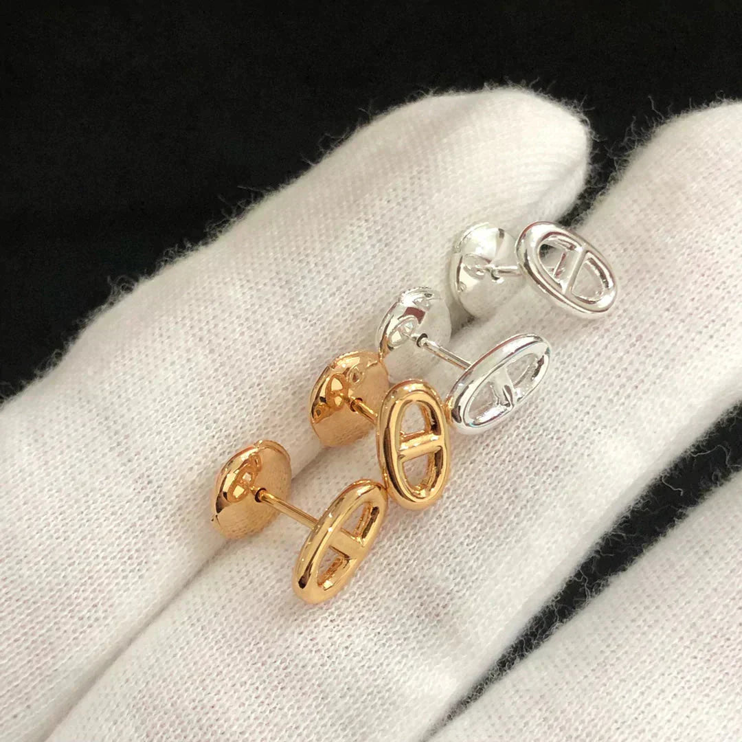 [Bijoux Regalia] PETITES BOUCLES D'OREILLES CHAINE OR ET ARGENT