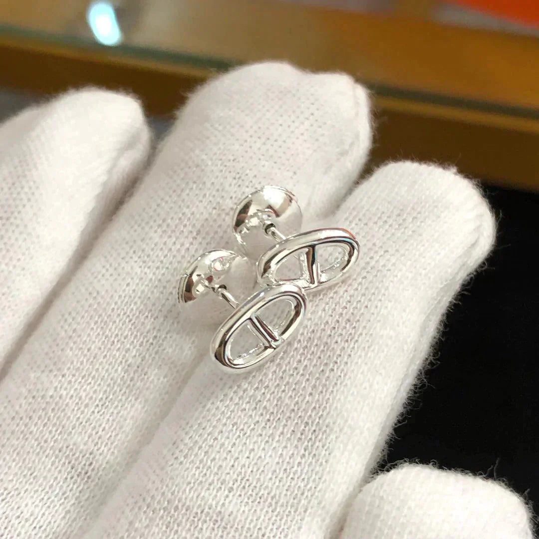 [Bijoux Regalia] PETITES BOUCLES D'OREILLES CHAINE OR ET ARGENT