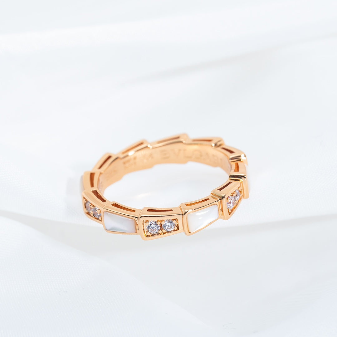 [Bijoux Regalia] BAGUE SERPENTI OR ROSE DIAMANT NACRE 3MM