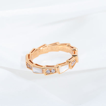 [Bijoux Regalia] BAGUE SERPENTI OR ROSE DIAMANT NACRE 3MM