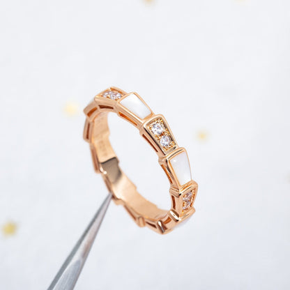 [Bijoux Regalia] BAGUE SERPENTI OR ROSE DIAMANT NACRE 3MM