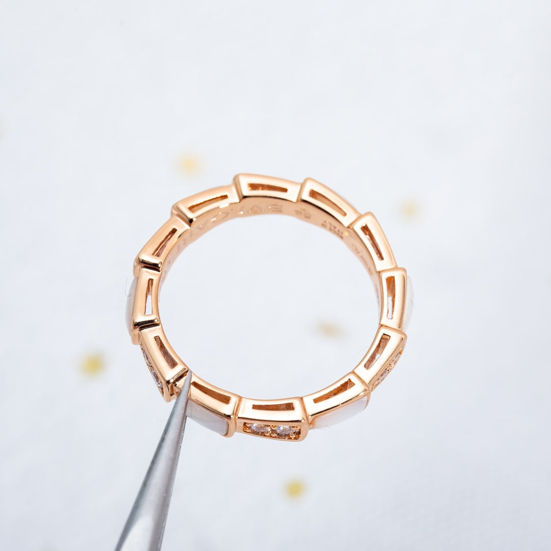 [Bijoux Regalia] BAGUE SERPENTI OR ROSE DIAMANT NACRE 3MM