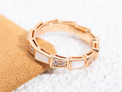 [Bijoux Regalia] BAGUE SERPENTI OR ROSE DIAMANT NACRE 3MM