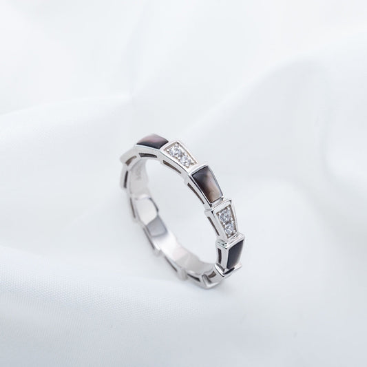 [Regalia jewelry]SERPENTI RING SILVER  DIAMOND BLACK MOP 3MM