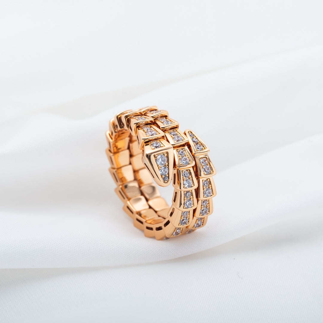 [Joyas Regalia] ANILLO SERPENTI ORO ROSA DIAMANTES DOBLE HILERA