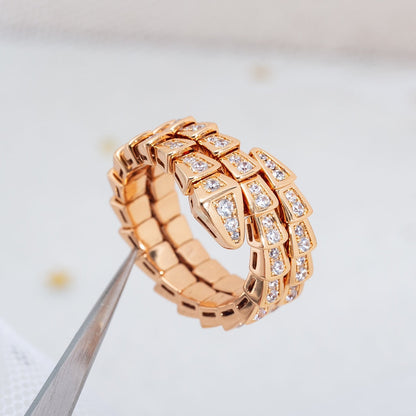 [Joyas Regalia] ANILLO SERPENTI ORO ROSA DIAMANTES DOBLE HILERA