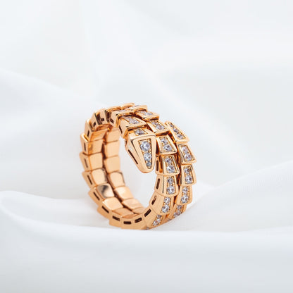 [Joyas Regalia] ANILLO SERPENTI ORO ROSA DIAMANTES DOBLE HILERA