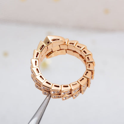 [Joyas Regalia] ANILLO SERPENTI ORO ROSA DIAMANTES DOBLE HILERA