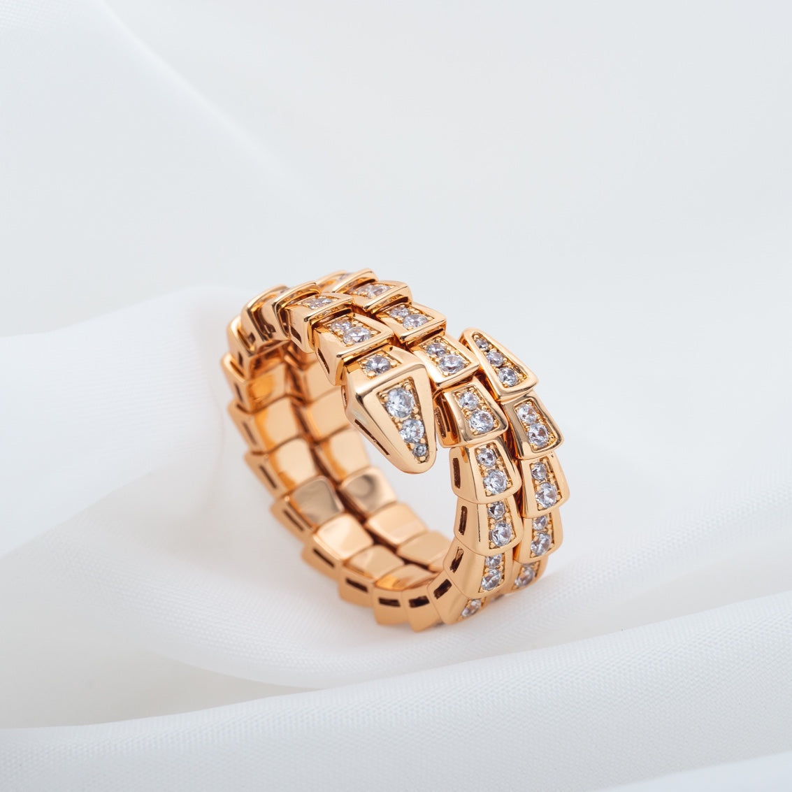 [Joyas Regalia] ANILLO SERPENTI ORO ROSA DIAMANTES DOBLE HILERA