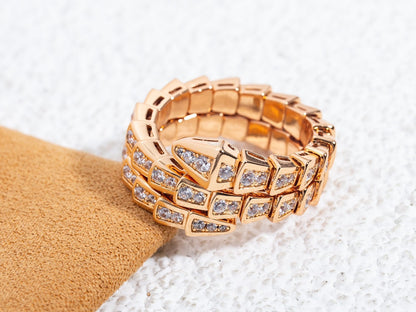 [Joyas Regalia] ANILLO SERPENTI ORO ROSA DIAMANTES DOBLE HILERA
