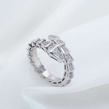 [Joyas Regalia] ANILLO SERPENTI PLATA CON DIAMANTES PAVÉ 4MM
