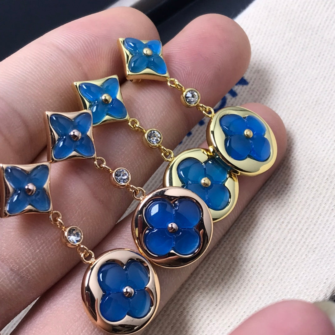 [Joyas Regalia] PENDIENTES DE DIAMANTES CON ÁGATA ESTRELLA Y SOL