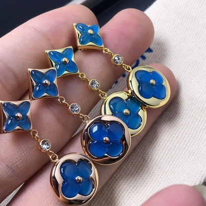 [Joyas Regalia] PENDIENTES DE DIAMANTES CON ÁGATA ESTRELLA Y SOL
