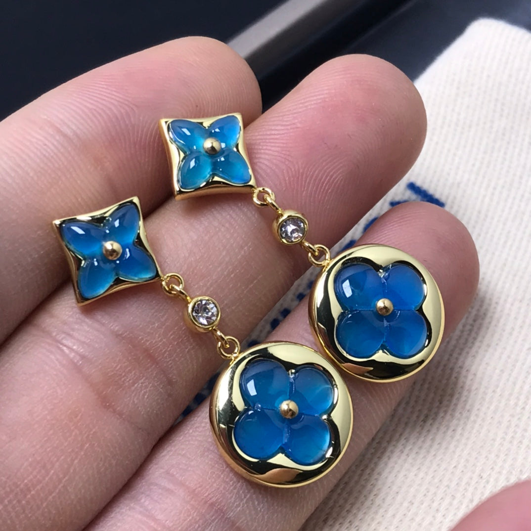 [Joyas Regalia] PENDIENTES DE DIAMANTES CON ÁGATA ESTRELLA Y SOL