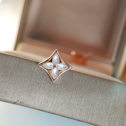 [Bijoux Regalia]Boucles d'oreilles en or rose et nacre étoilée