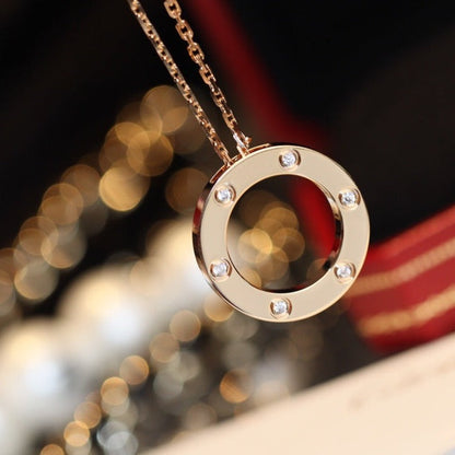 [Joyas Regalia] COLLAR LOVE 16MM 6 DIAMANTES ORO ROSA