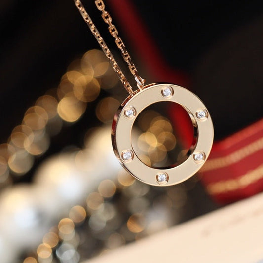 [Joyas Regalia] COLLAR LOVE 16MM 6 DIAMANTES ORO ROSA
