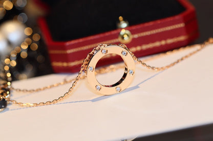 [Joyas Regalia] COLLAR LOVE 16MM 6 DIAMANTES ORO ROSA