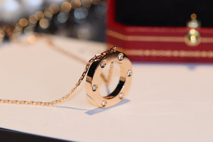 [Joyas Regalia] COLLAR LOVE 16MM 6 DIAMANTES ORO ROSA