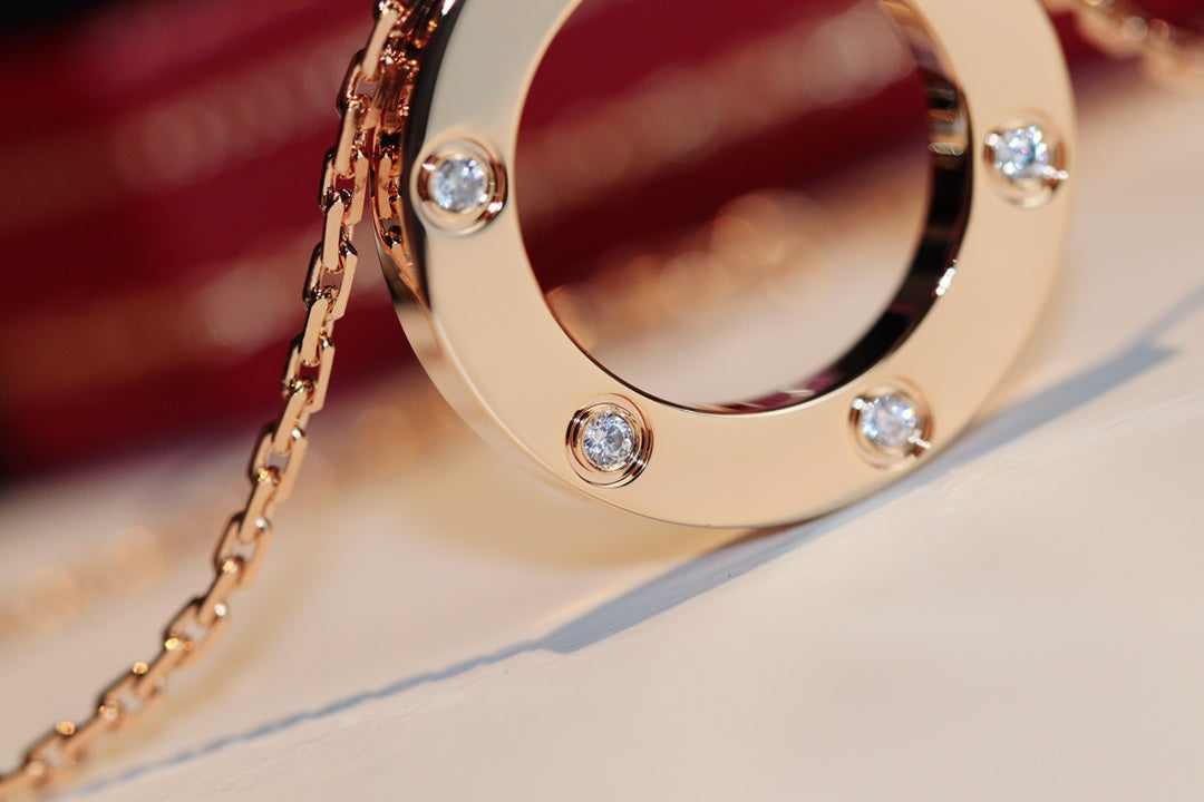 [Joyas Regalia] COLLAR LOVE 16MM 6 DIAMANTES ORO ROSA