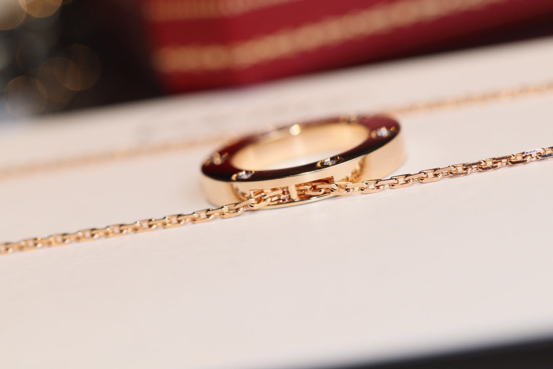 [Joyas Regalia] COLLAR LOVE 16MM 6 DIAMANTES ORO ROSA